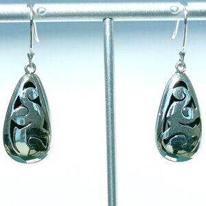 925 Sterling Silver Tear Drop Statement Earrings - Papel Picado Mexican Jewelry